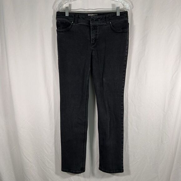 Chico's So Slimming Jeans Women's 8 Black Denim Mid Rise Cotton Blend - Picture 1 of 10